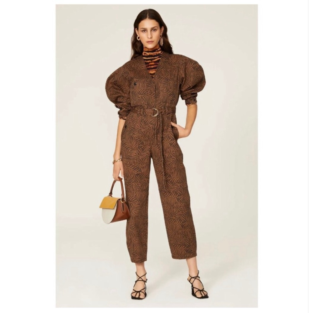 Ulla Johnson Ezra Animal Print Crop Leg Jumpsuit